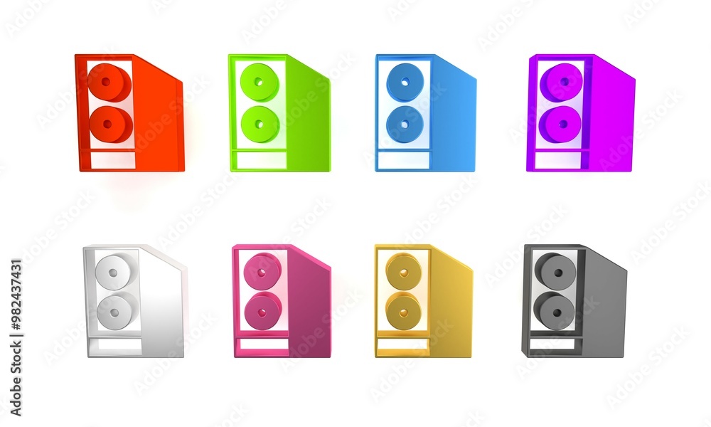 Poster colorful case of computer icon isolated on white background. computer server. workstation. minimalis