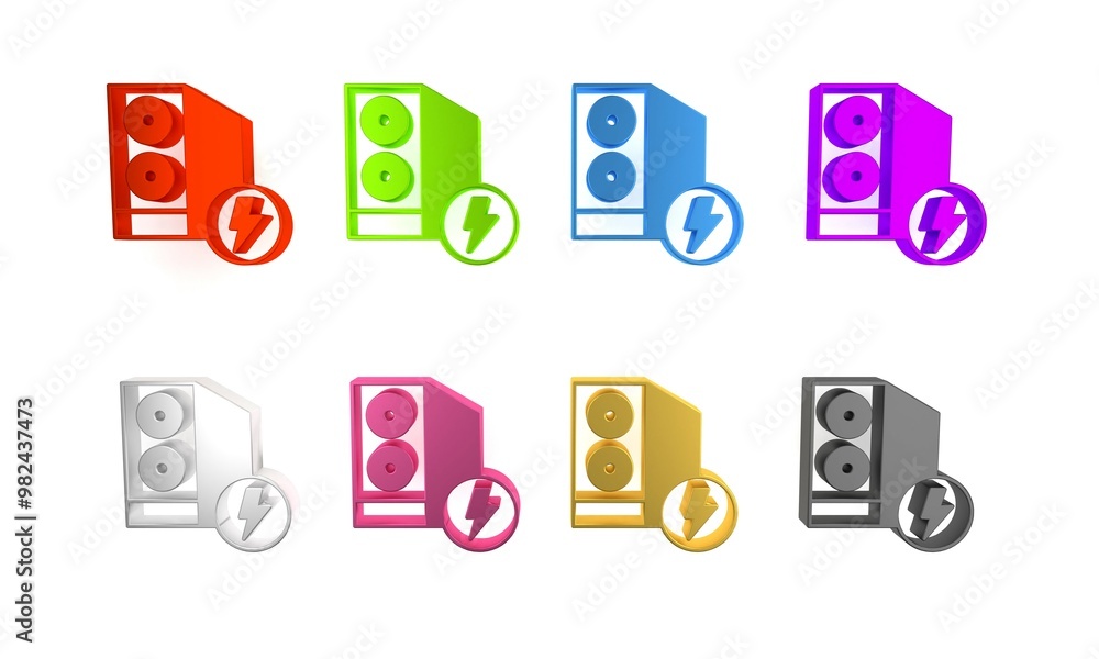 Poster colorful case of computer icon isolated on white background. computer server. workstation. minimalis