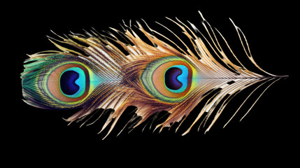 Obraz premium Peacock Feather on Black Background