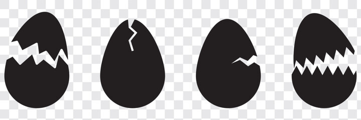 Obraz premium Egg icon Broken set eggs sign. Outline vector element. Black line style