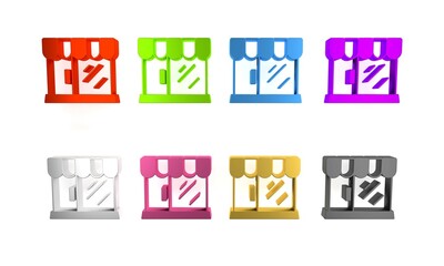 Colorful Barbershop building icon isolated on white background. Minimalism concept. 3D render illustration