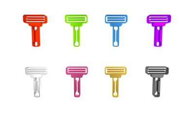 Colorful Shaving razor icon isolated on white background. Minimalism concept. 3D render illustration