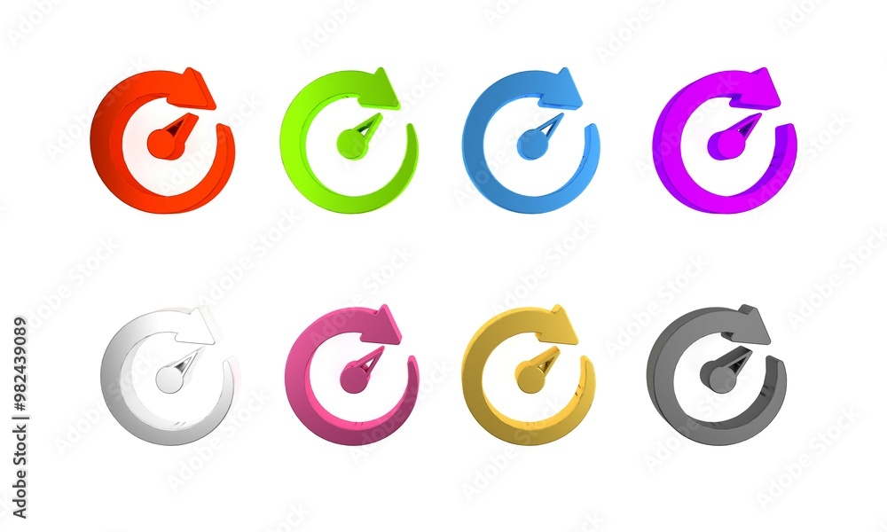 Poster colorful digital speed meter icon isolated on white background. global network high speed connection