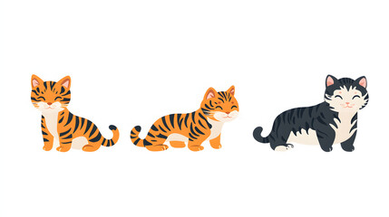 成長するトラのアニメキャラクター - かわいいイラストで描かれたトラの成長過程