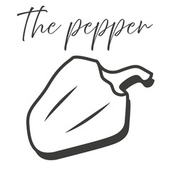 Pepper in a thin line. Pepper icon. Pepper with shadow.