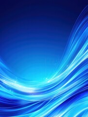 Fototapeta premium Calm Blue Waves, an abstract illustration featuring a dark blue and white gradient, smooth lines, glowing lights, creating a serene and tranquil atmosphere.