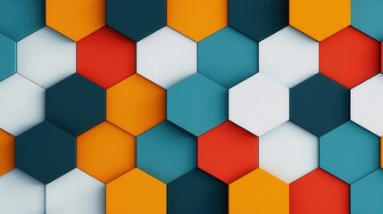 Bold Hexagonal Geometry, an eye-catching abstract design featuring a vibrant hexagonal pattern, exuding a futuristic and stylish aesthetic, perfect for modern artistic expressions.