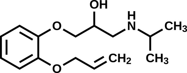 Oxprenolol structural formula, vector illustration