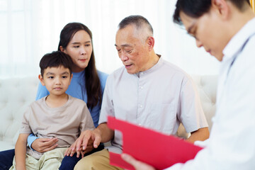 Fototapeta premium Senior adult male patient having an annual health check with doctor.