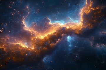 Fototapeta premium Galaxy scene radiating with intense colors from fiery nebulae among the stars