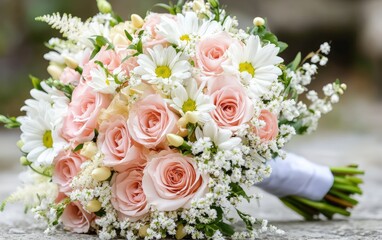 Obraz premium very beautiful bridal bouquet of unusual but beautiful flowers clean and beauty modern 
