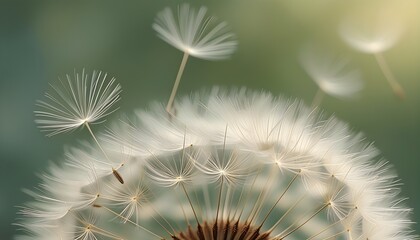 Elegant pastel dandelion fluff backdrop for minimalist aesthetic with light, airy textures and a serene natural vibe