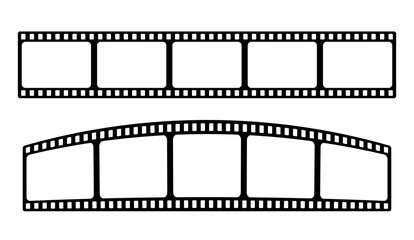 35mm film strip vector design with 5 frames on white background. Black film reel symbol illustration to use for photography, television, cinema, photo frame.