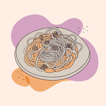 recommend clip art: Noodle vector line art 