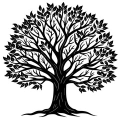 Obraz premium A tree silhouette vector with white background .. 