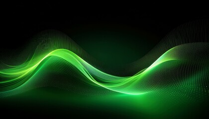 Rendering 3d wave dynamic background dots green futuristic flow technology abstract datum innovation sound illustration business digital music dot texture.