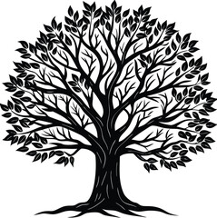 A tree silhouette vector with white background ..
