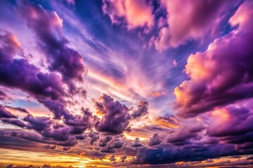 Purple and orange clouds at sunset