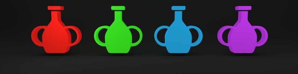 Colorful Vase icon isolated on black background. Minimalism concept. 3D render illustration
