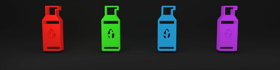 Colorful Organic cosmetic icon isolated on black background. Body care products. Minimalism concept. 3D render illustration