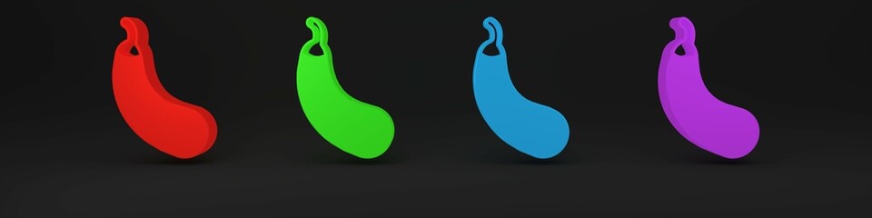 Colorful Eggplant icon isolated on black background. Minimalism concept. 3D render illustration