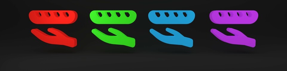 Colorful Donation food icon isolated on black background. Minimalism concept. 3D render illustration
