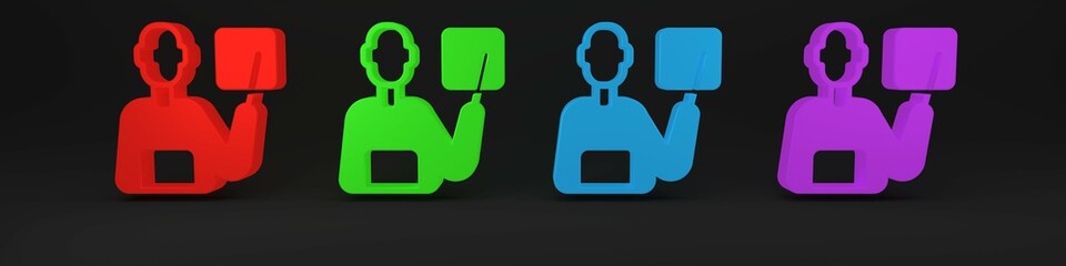 Colorful Teacher icon isolated on black background. Minimalism concept. 3D render illustration