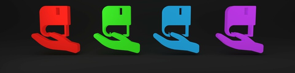 Colorful Book donation icon isolated on black background. Minimalism concept. 3D render illustration