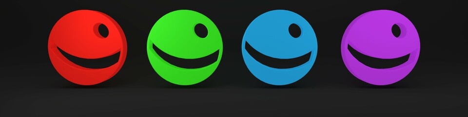 Colorful Beach ball icon isolated on black background. Children toy. Minimalism concept. 3D render illustration