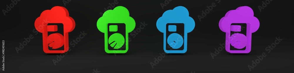 Poster colorful cloud database icon isolated on black background. cloud computing concept. digital service 