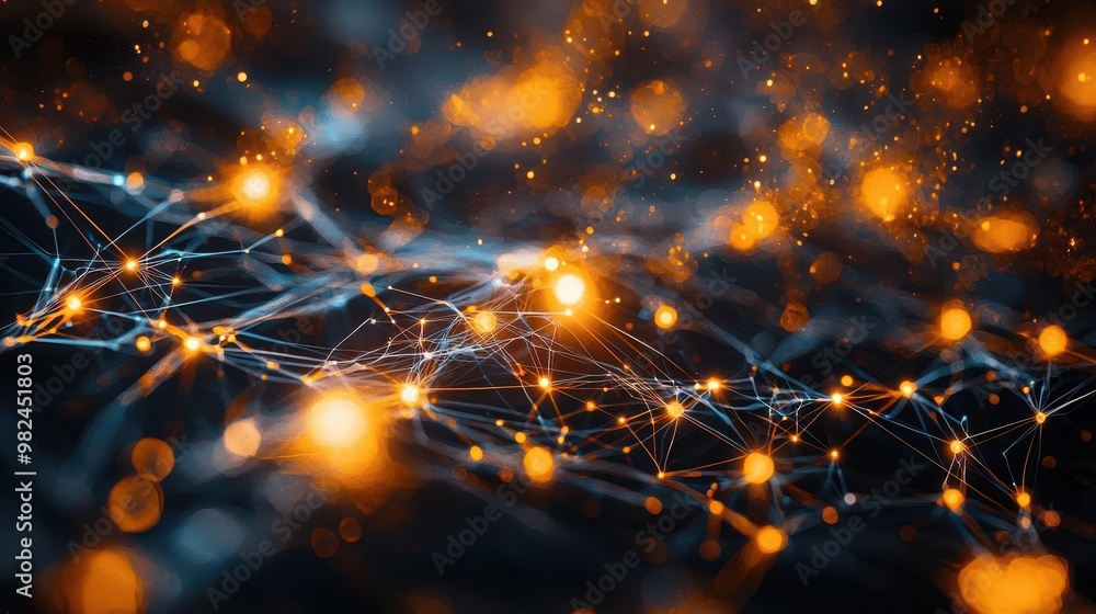 Aufkleber a vibrant abstract depiction of interconnected lines and glowing dots, symbolizing technology, data 