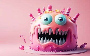 Obraz premium clean and beauty modern tasty happy cartoon monster cake 