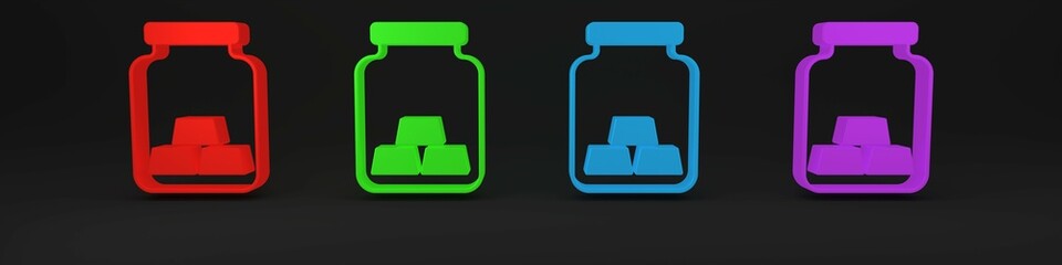 Colorful Gold bars icon isolated on black background. Banking business concept. Minimalism concept. 3D render illustration