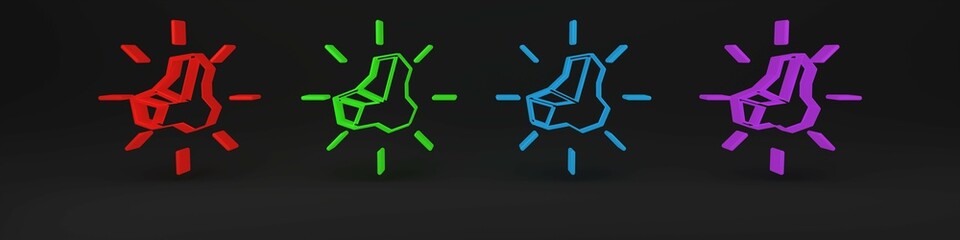 Colorful Gold nugget icon isolated on black background. Mineral boulder. Minimalism concept. 3D render illustration