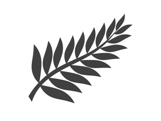 Fern or palm leaf black icon on transparent background. PNG illustration.