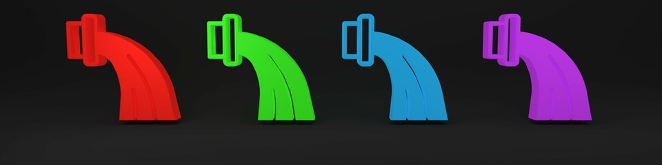 Colorful Aquarius zodiac sign icon isolated on black background. Astrological horoscope collection. Minimalism concept. 3D render illustration