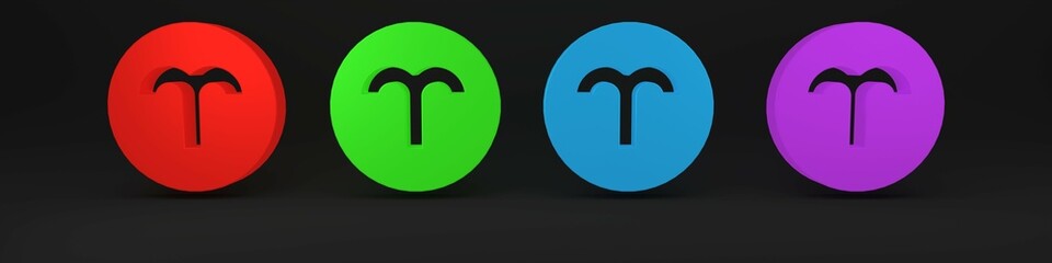 Colorful Aries zodiac sign icon isolated on black background. Astrological horoscope collection. Minimalism concept. 3D render illustration