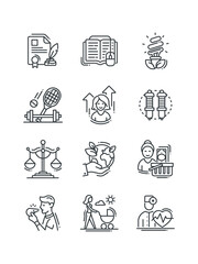 Schedule, Smart weigh, Spark plug, set of icons for web design, vector illustration