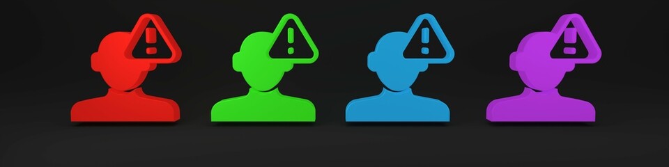 Colorful Finding a problem in psychology icon isolated on black background. Minimalism concept. 3D render illustration