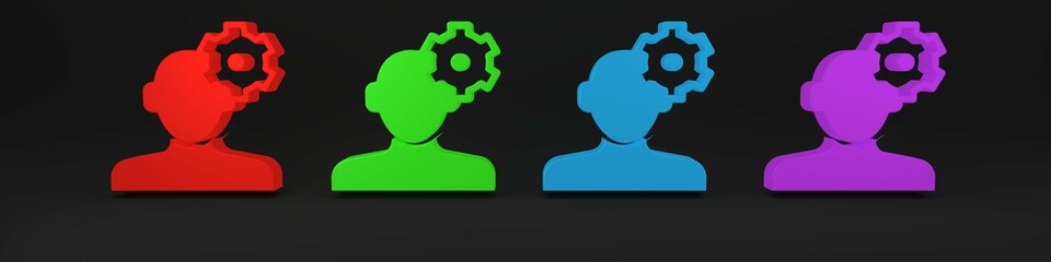 Colorful Solution to the problem in psychology icon isolated on black background. Therapy for mental health. Minimalism concept. 3D render illustration