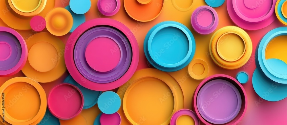 Poster colorful abstract geometric background with circular patterns