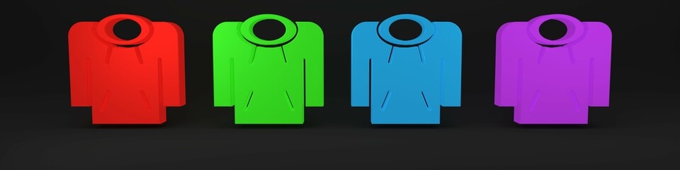 Colorful Hoodie icon isolated on black background. Hooded sweatshirt. Minimalism concept. 3D render illustration