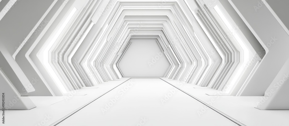 Aufkleber 3d rendering featuring a flat geometric and symmetrical monochrome background