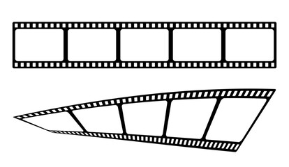 3d 35mm film strip vector design with 5 frames on white background. Black film reel symbol illustration to use for photography, television, cinema, photo frame.