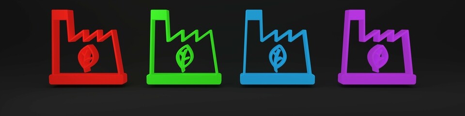 Colorful Plant recycling garbage icon isolated on black background. Minimalism concept. 3D render illustration