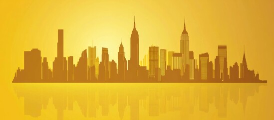 Obraz premium Golden silhouette of a city skyline Simple flat illustration suitable for tourism presentations banners placards or websites featuring notable landmarks