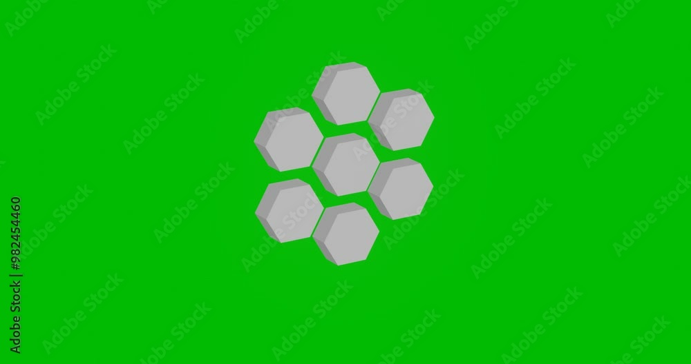 Poster animation of rotation of a white hive symbol with shadow. simple and complex rotation. seamless loop