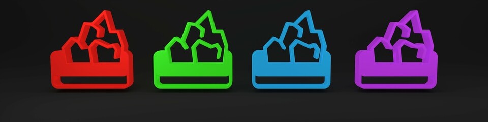Colorful Ore mining icon isolated on black background. Minimalism concept. 3D render illustration