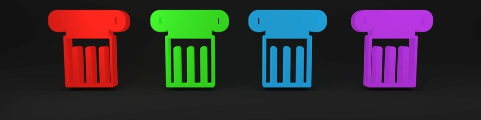 Colorful Ancient column icon isolated on black background. Minimalism concept. 3D render illustration