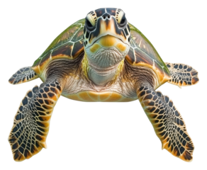 PNG Green sea turtle swimming in clear ocean waters